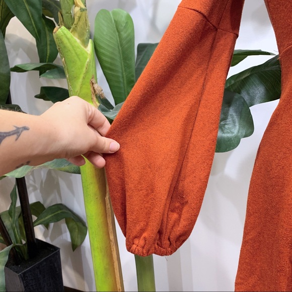 Vestidos Burnt Orange Off The Shoulder Mini Dress - Picture 2 of 4